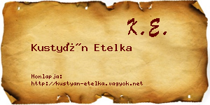 Kustyán Etelka névjegykártya